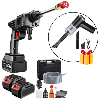 Kit de Limpieza de Coches - Hidrolimpiadora con 2 Baterías + Aspiradora Portátil