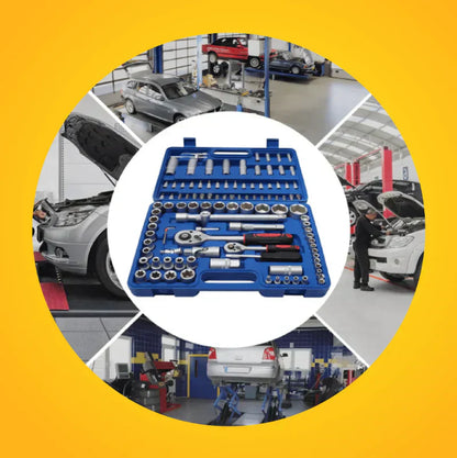 Kit Motosierra Eléctrica Makita con 2 Baterías Adicionales y Maletín + Caja de Herramientas con 108 Piezas